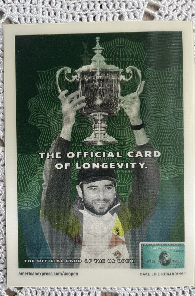 2003 Postcard Andre Agassi Longevity American Express Hieroglyphic Style