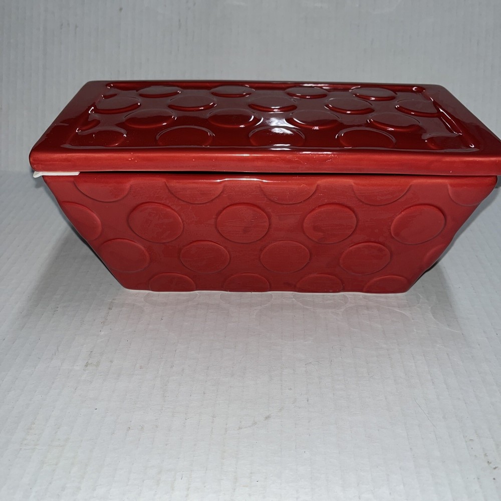 Real Home Red Ceramic Handles High Fire Earthenware Lidded Covered Loaf Pan