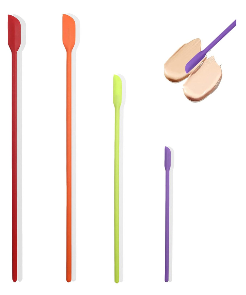 4 Pack Mini Silicone Spatula Set Small Rubber Spatula Makeup Thin Jar Scraper