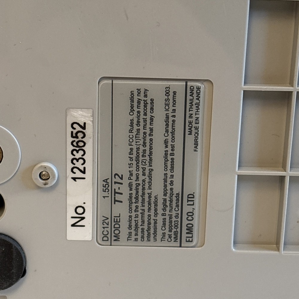 Elmo TT-12 Doc Camera Presenter 3.4MP UNTESTED PREOWNED