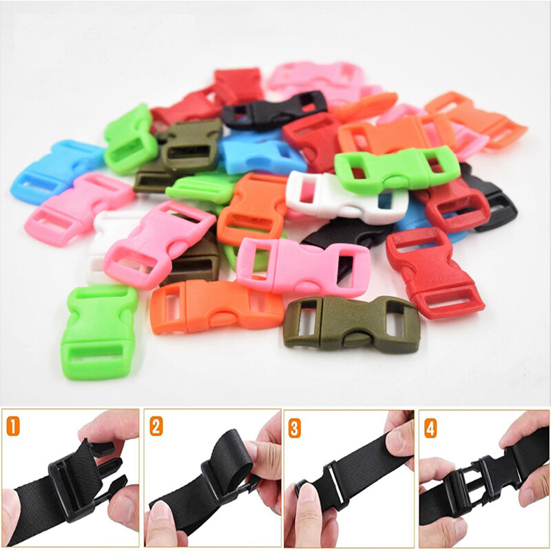 25pcs Side Release Plastic Buckles Clips For Webbing 10mm various colors