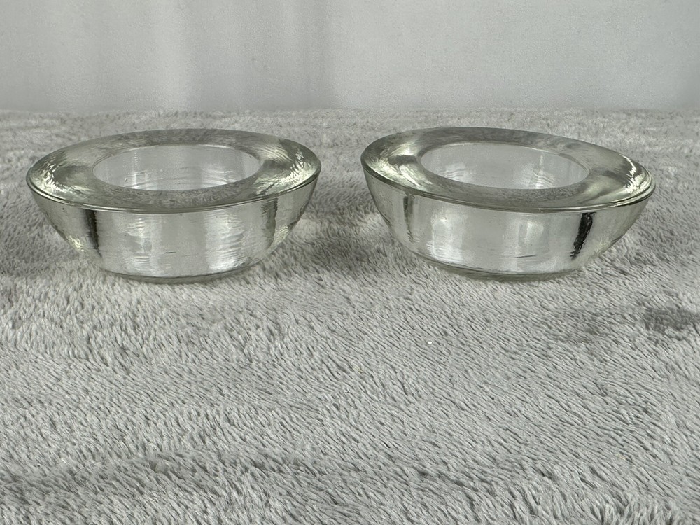Heavy Glass Tea Light Candle Holders Round Disk