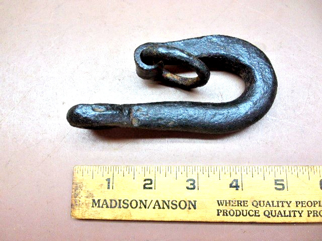 Rustic Blacksmith Forged Hook & Link Crude 5" Long Unique Rustic Decor LQQK!
