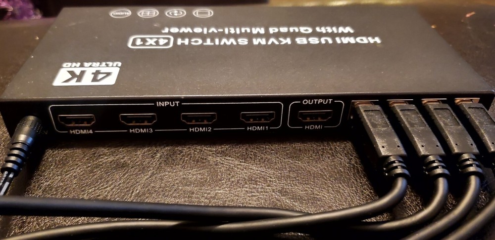 HDMI USB KVM Switch 4x1 Quad Multi Viewer