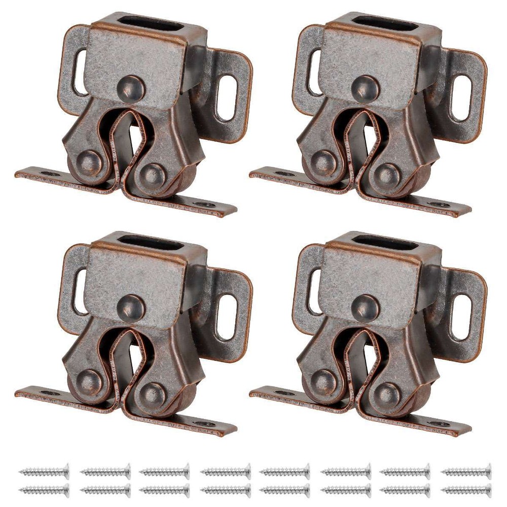 4/8/12pack Double Roller Catch Cupboard Cabinet Door Closet Latch Brown/Silver