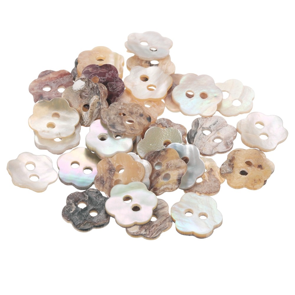 50pcs Pearl Shell Buttons 0.44" Flower Shell Sewing Button for Cloth Craft