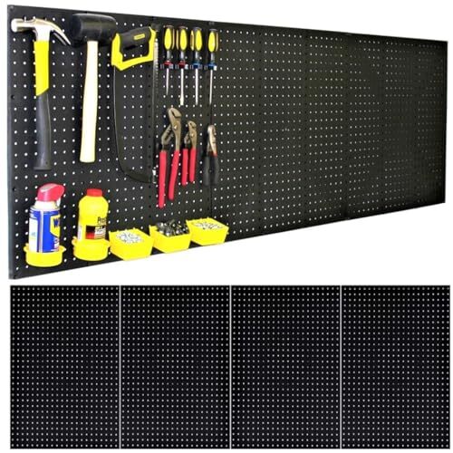 Black Plastic Pegboard Panels – 96” Wide Garage Tool Pegboard Wall Mount