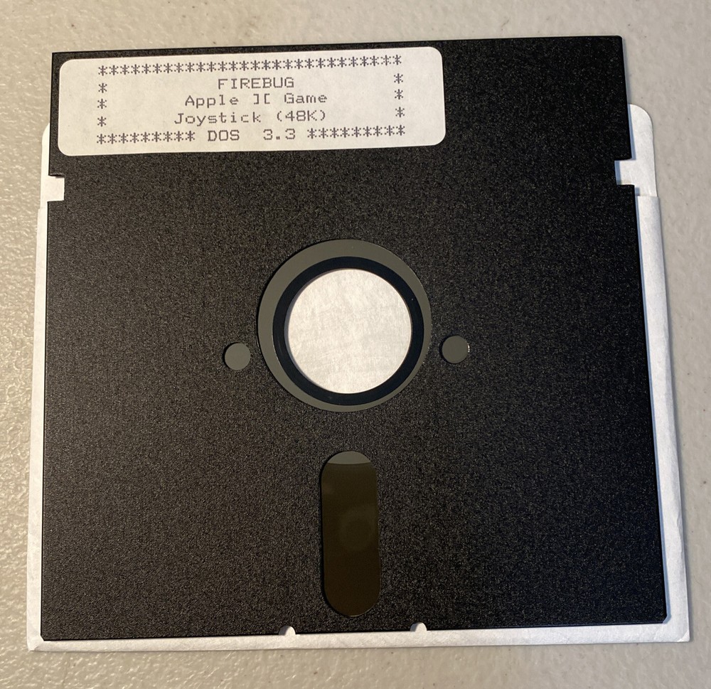 Firebug Apple II Dos 3.3 Joystick Game Software 5.25” Floppy Disk