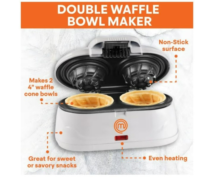 Masterchef Double waffle cone bowl maker makes 2- 4" bowls at once