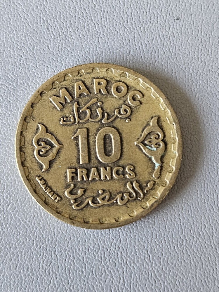 Morocco Ten Francs Coin 1952