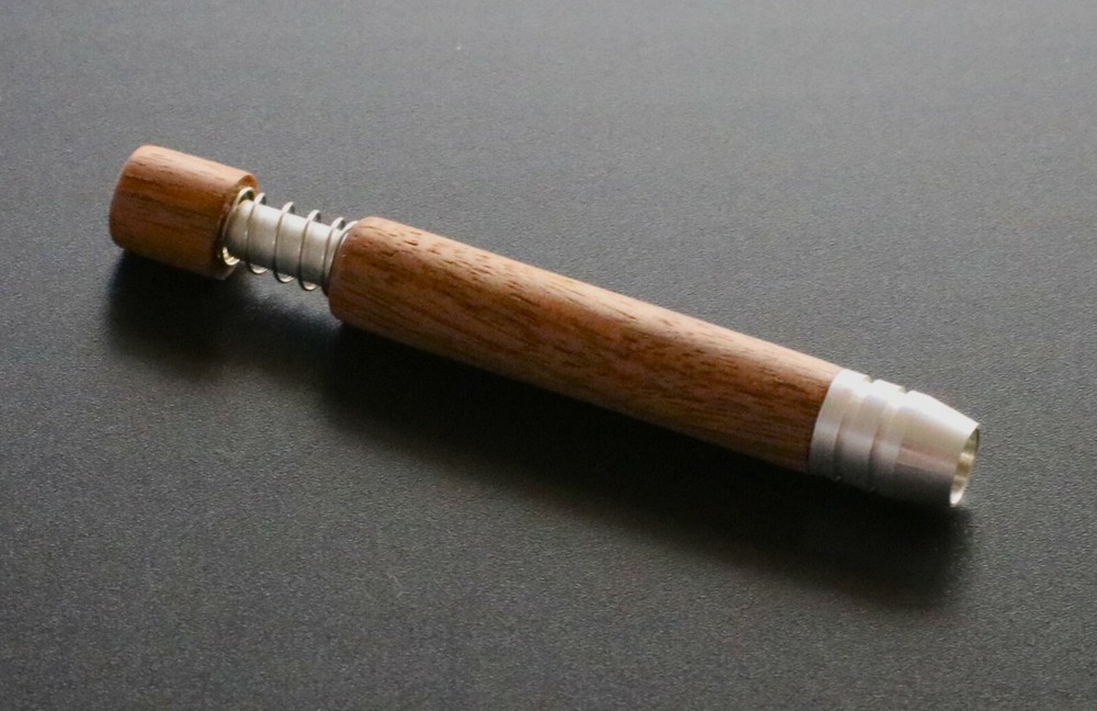 3" Spring Loaded Walnut One Hitter- Self Ejection Cleaning System