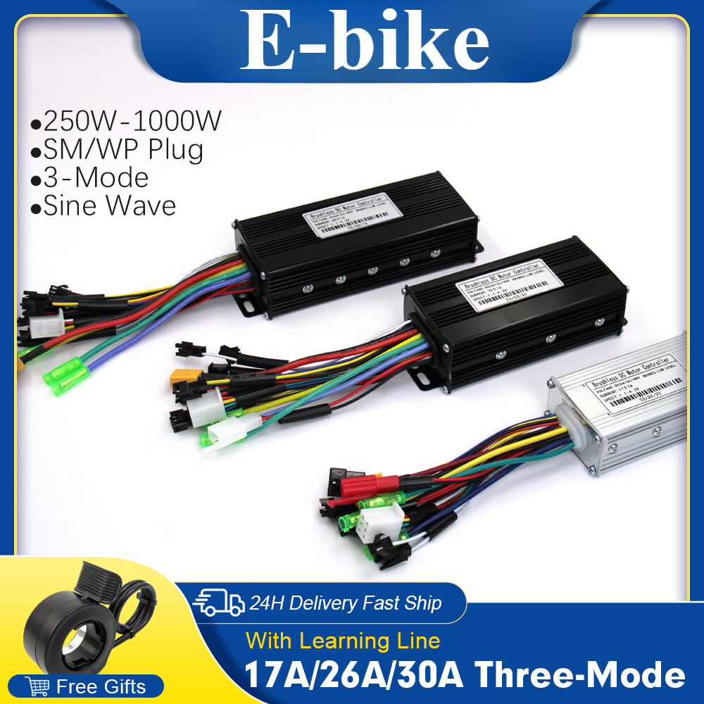 Ebike Three-Mode Sinawave Controller 24/36/48V17A 26A 30A with Learning Function