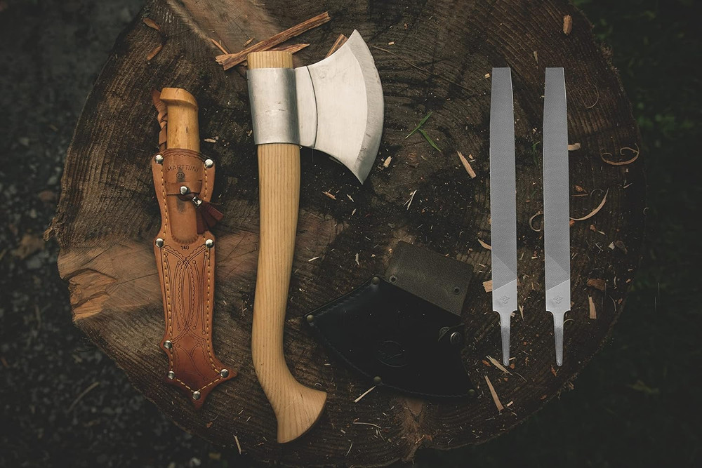 Axe File Sharpener Set 2PCS 8Inch, Flat Metal Axe File Rectangular Cut Mill Smo