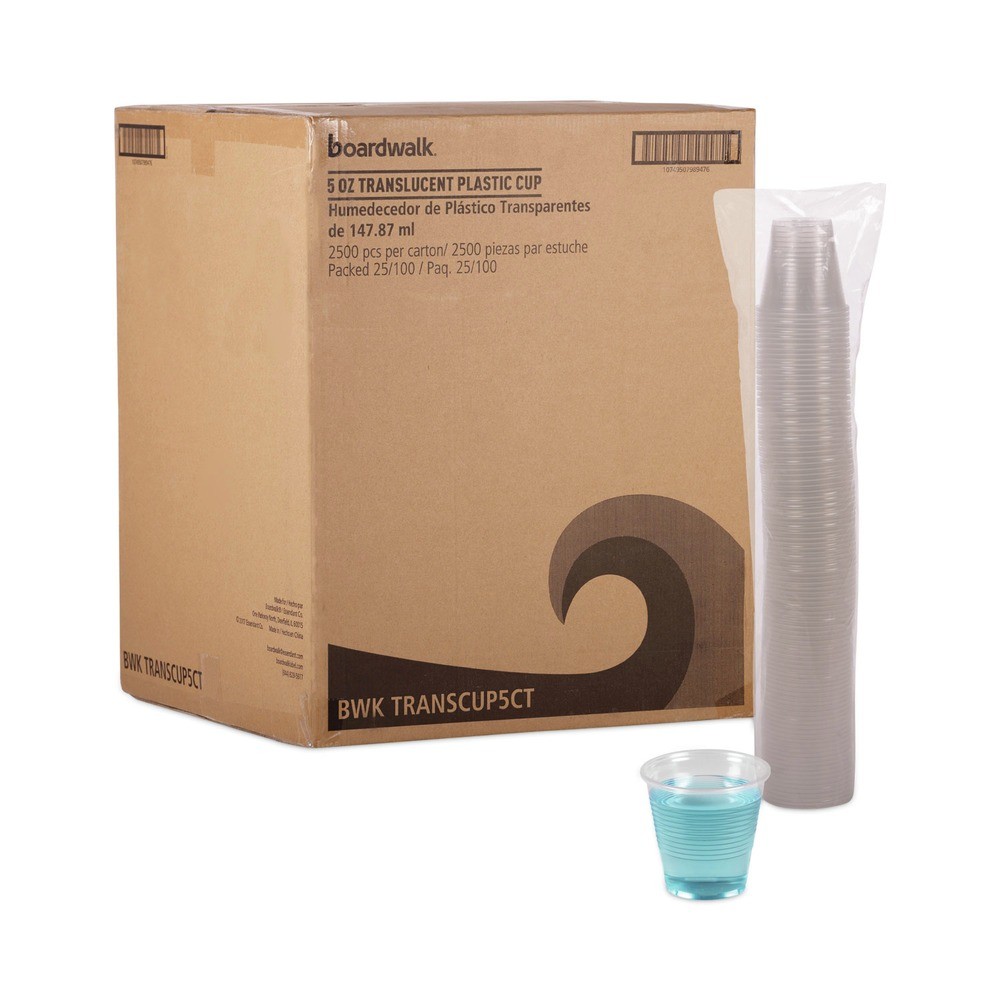Boardwalk TRANSCUP5CT 5 oz. Plastic Cold Cups - Translucent (2500/CT) New