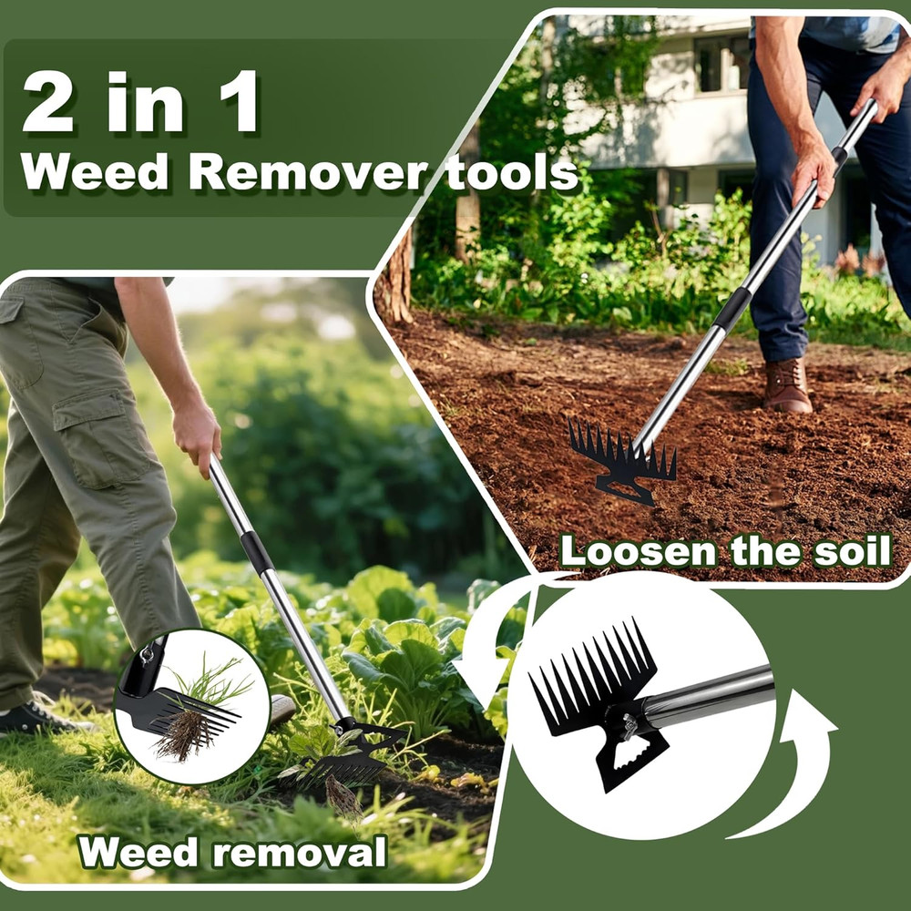 Weed Puller Tool with Long Handle, 60" Manual Weeder Remover Tool, 2 in 1 11