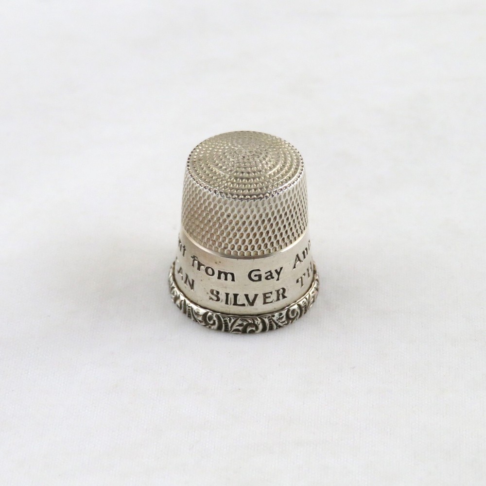 Simons Sterling Thimble A Present From Gay Ann Rogers HTF