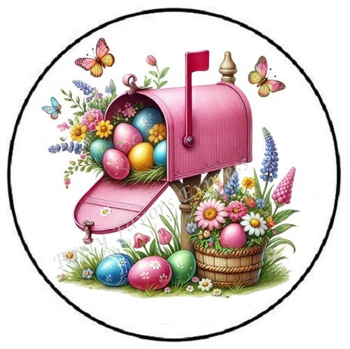 PINK EASTER MAILBOX ENVELOPE SEALS LABELS STICKERS PARTY FAVORS