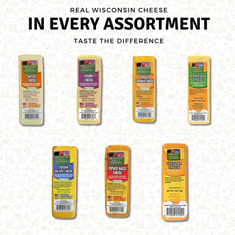 – 100% Wisconsin Specialty Cheese Block Sampler Gift Pack (7 Blocks) – Chedda...