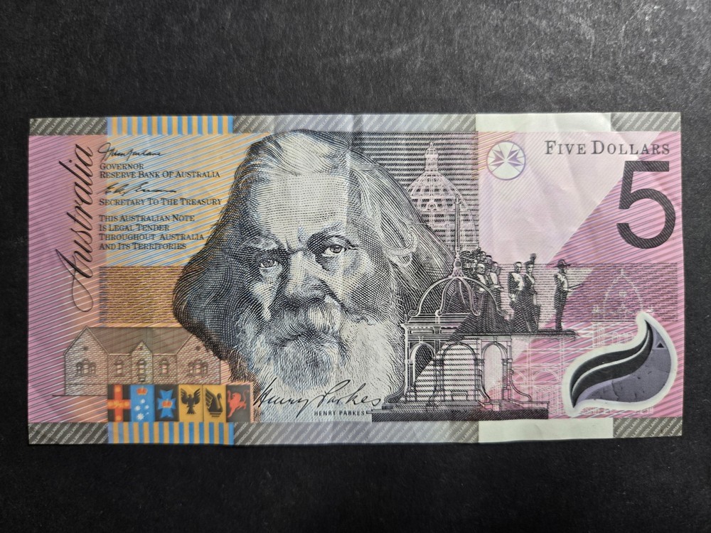 Australia, Five Dollars, EJ01555550, MacFarlane/Evans