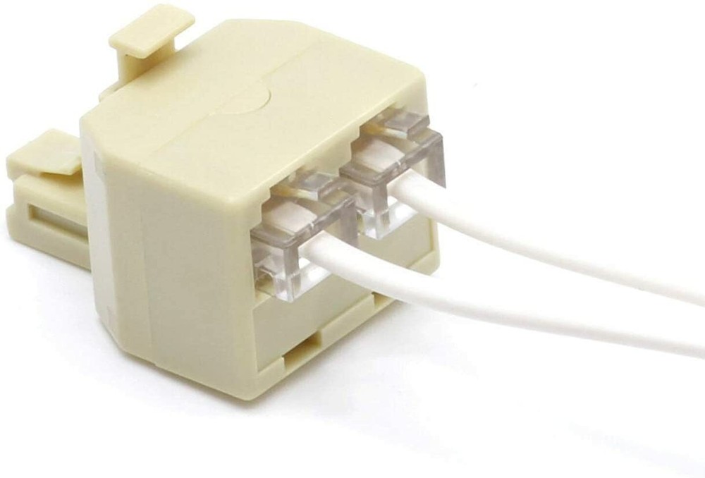 Duplex Modular Phone Wall Jack Adapter (IVORY) RJ11 - Splitter | Two Pack