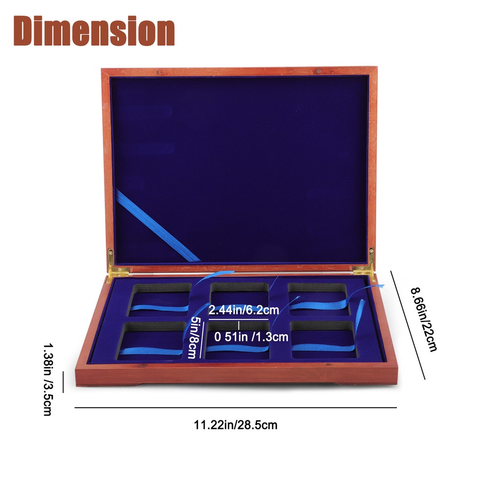 Coin Slab Storage Box Solid Wooden Display Case for 6 Certified PCGS NGC Holders