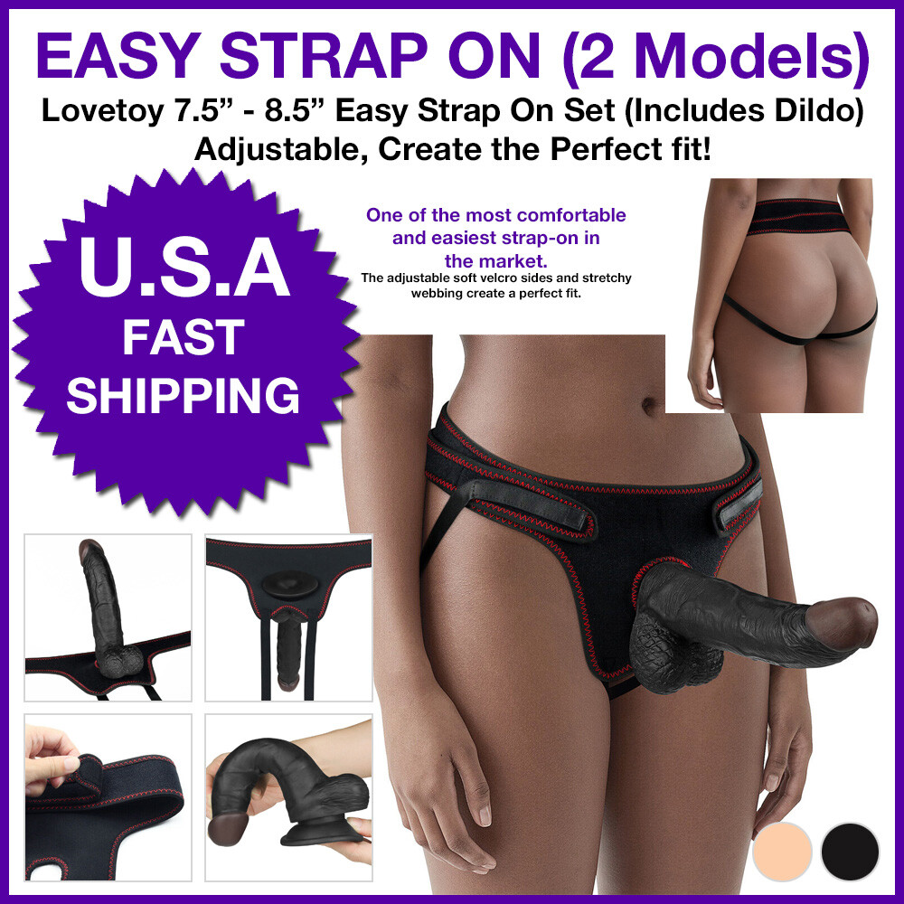 Lovetoy 7.5 - 8.5 Easy Strap On Penis Dildo Adjustable Harness Black (5 MODELS)