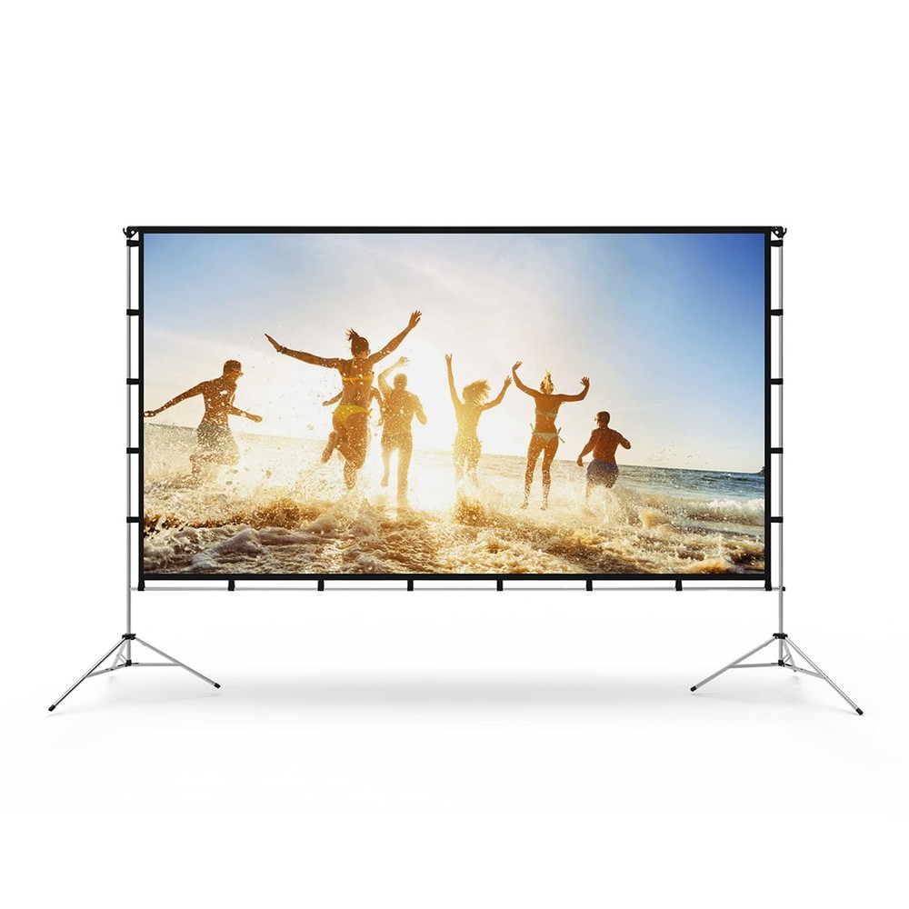 Projector Screen with Stand, 100 inch Portable Foldable Projection Screen wit...