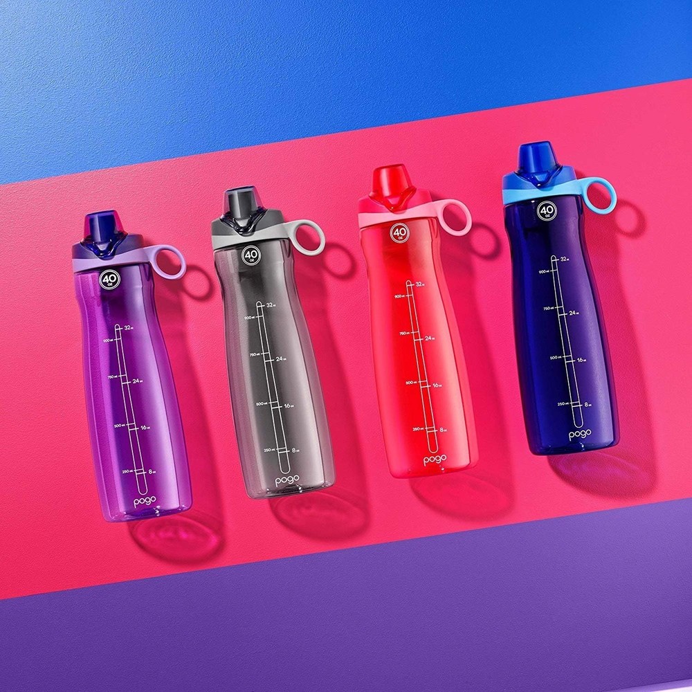 Versatile 40 Oz Grey Tritan Water Bottle with Carry Loop & Easy Clean Design