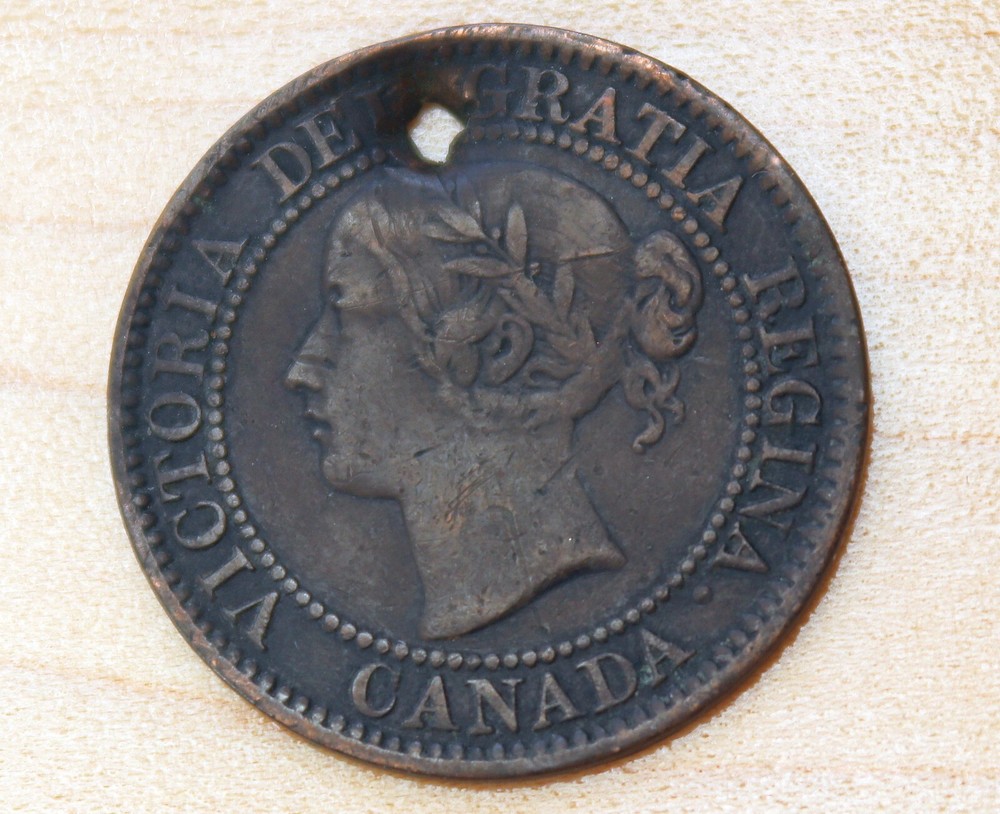 1859 Canada 1 Cent Wide 9 Holed