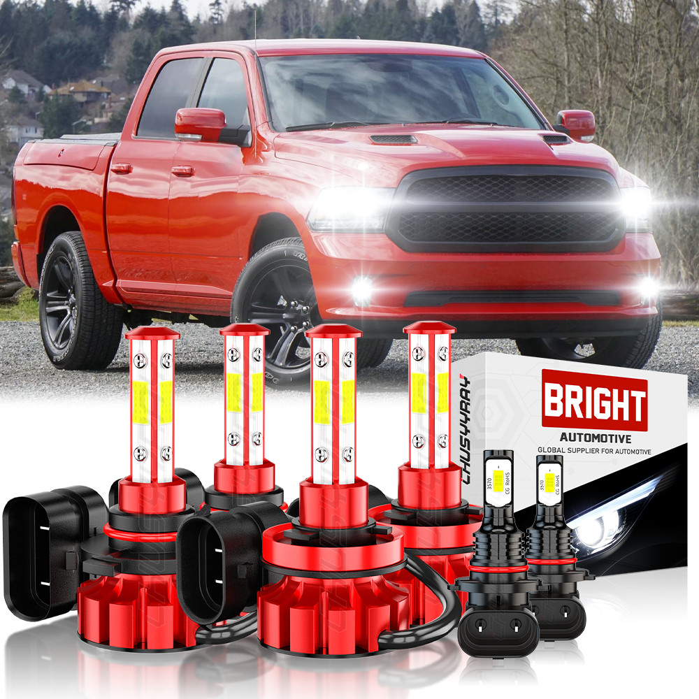 For Dodge Ram 1500 2500 3500 2009-2018 LED Headlight Bulbs + Fog Light Kit