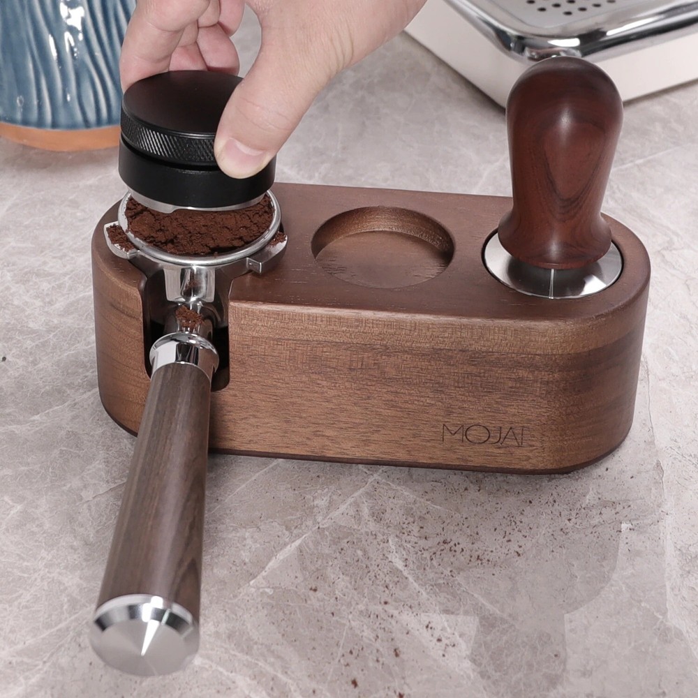 Coffee Distributor Wood Coffee Filter Tamper Holder set for Cafe Coffee Machine
