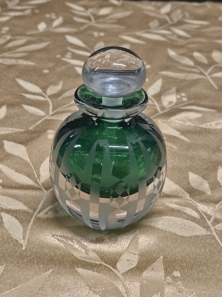 Gary GENETTI Etched Glass Perfume Bottle Signed