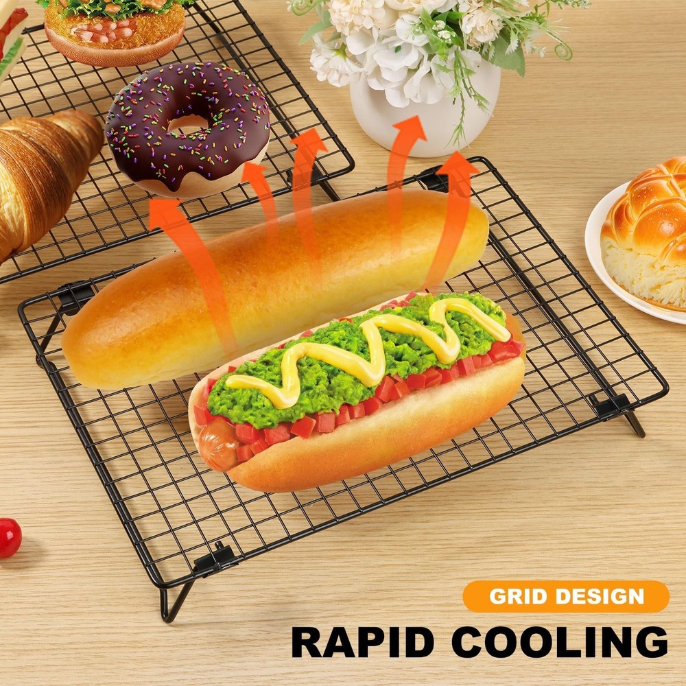 13.4" × 9.4" Stackable Cupcakes Cooling Racks – 2-Pack Nonstick Carbo