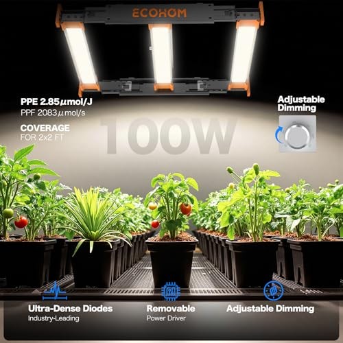 W LED Grow Light, 2x2ft Coverage Full Spectrum Daisy Chain Growing Light, 100