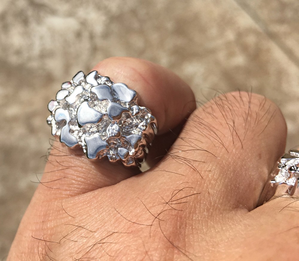 Men's Solid 925 Sterling Silver Nugget Ring Brutalist Anillo De Plata Pinky 6-13
