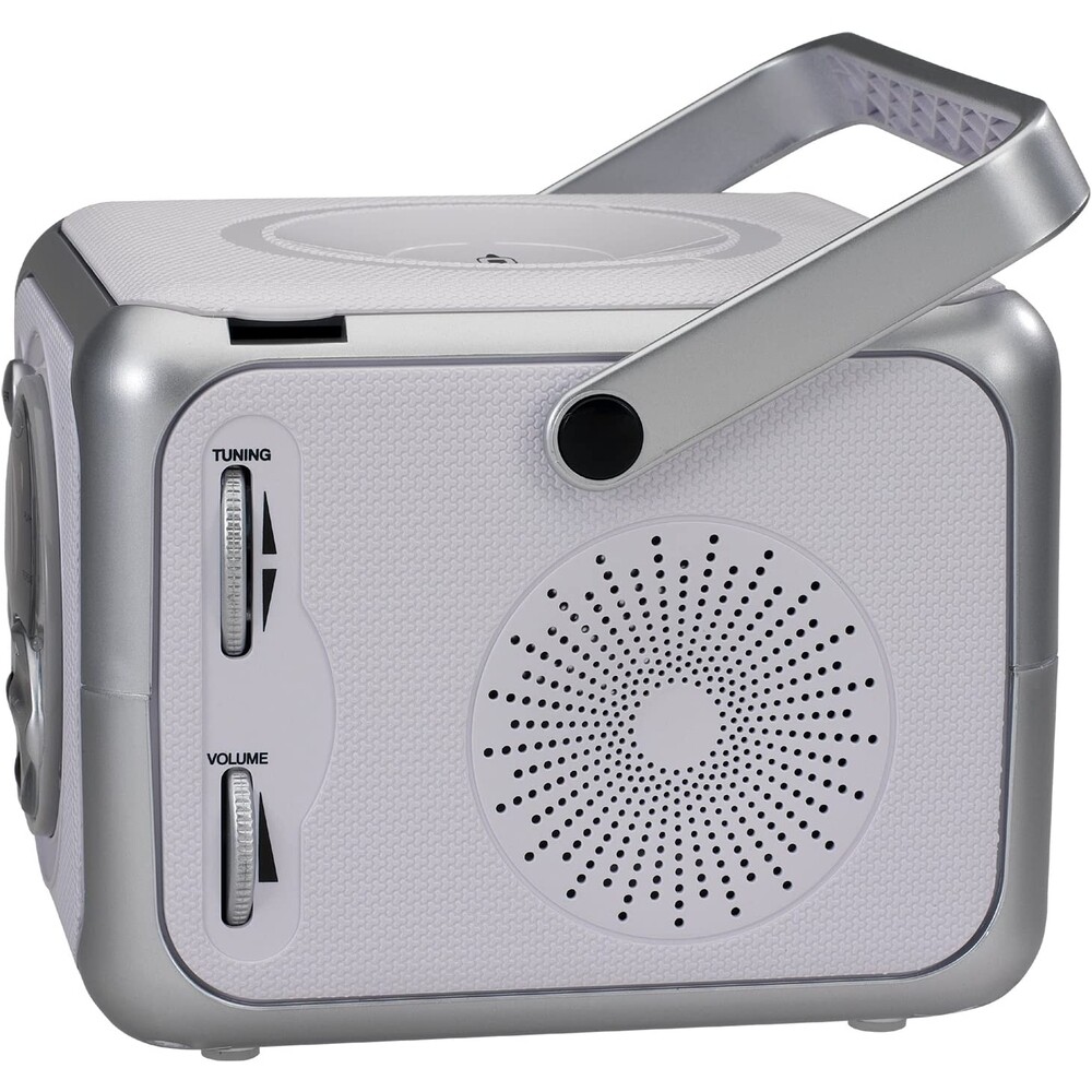 JENSEN CD555 SILVER PORTABLE BLUETOOTH MUSIC SYSTEM WITH CD