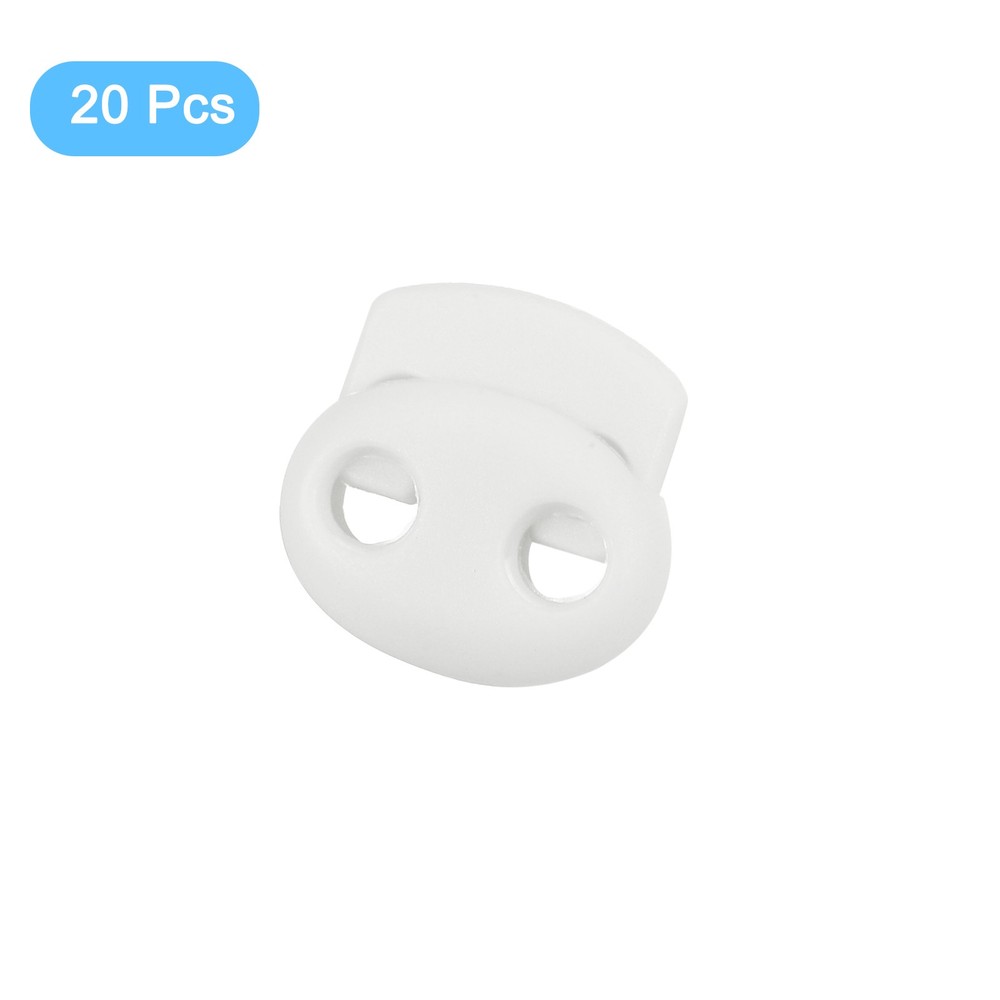 20Pcs Plastic Spring Cord Locks Shoe Lace Tie Lock White