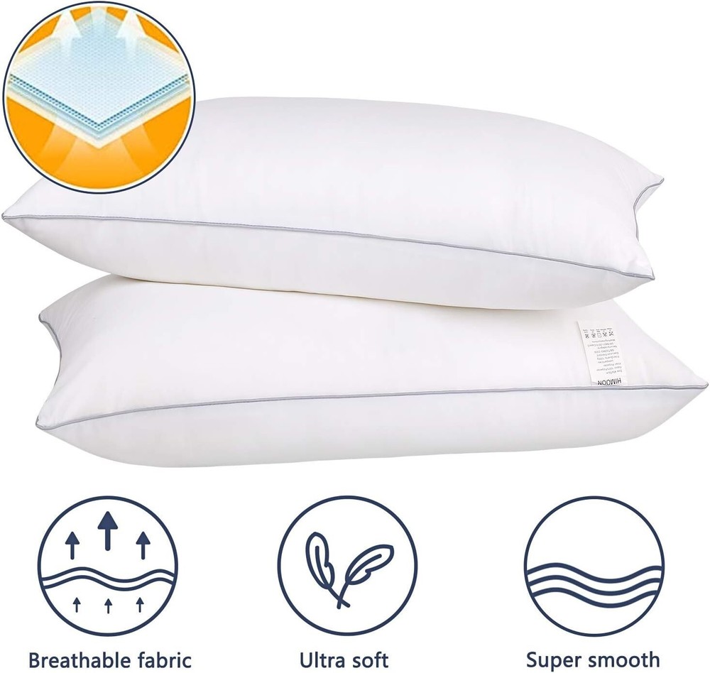 Bed Pillows Microfiber Standard Size Cooling Set of 2 Soft Support Sleep