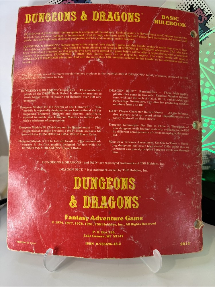 Fantasy Adventure Game Basic Rulebook Dungeons and Dragons TSR 1980