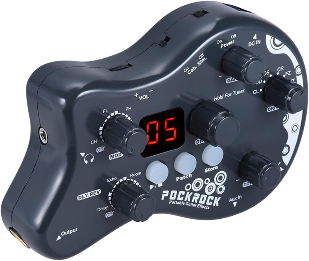 Lightweight 15 Effect Guitar Processor with Tuning Function - Portable Grey