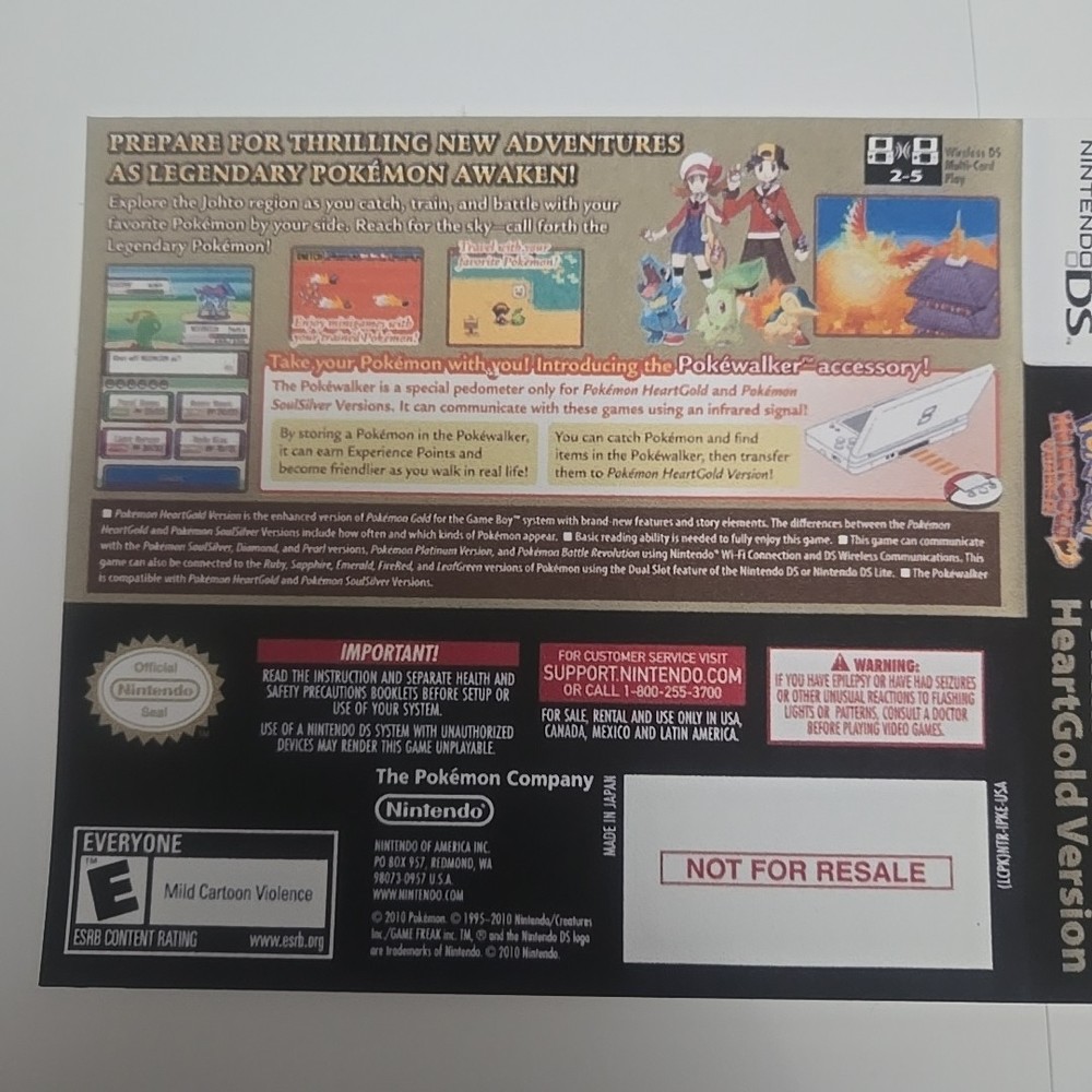 Replacement Case For Pokemon Heart Gold Version Nintendo DS