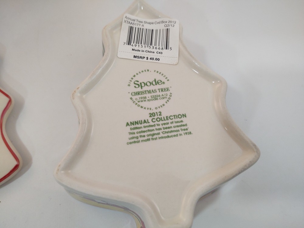 Spode Christmas Tree 2012 Annual Tree Shaped Box & Lid w/Box - Partridge & Pear