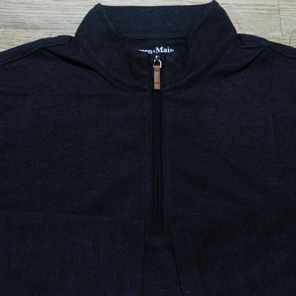 MIZZEN + MAIN Mens M MEDIUM PULLOVER KPI QUARTER ZIP BLACK PERFORMANCE GOLF
