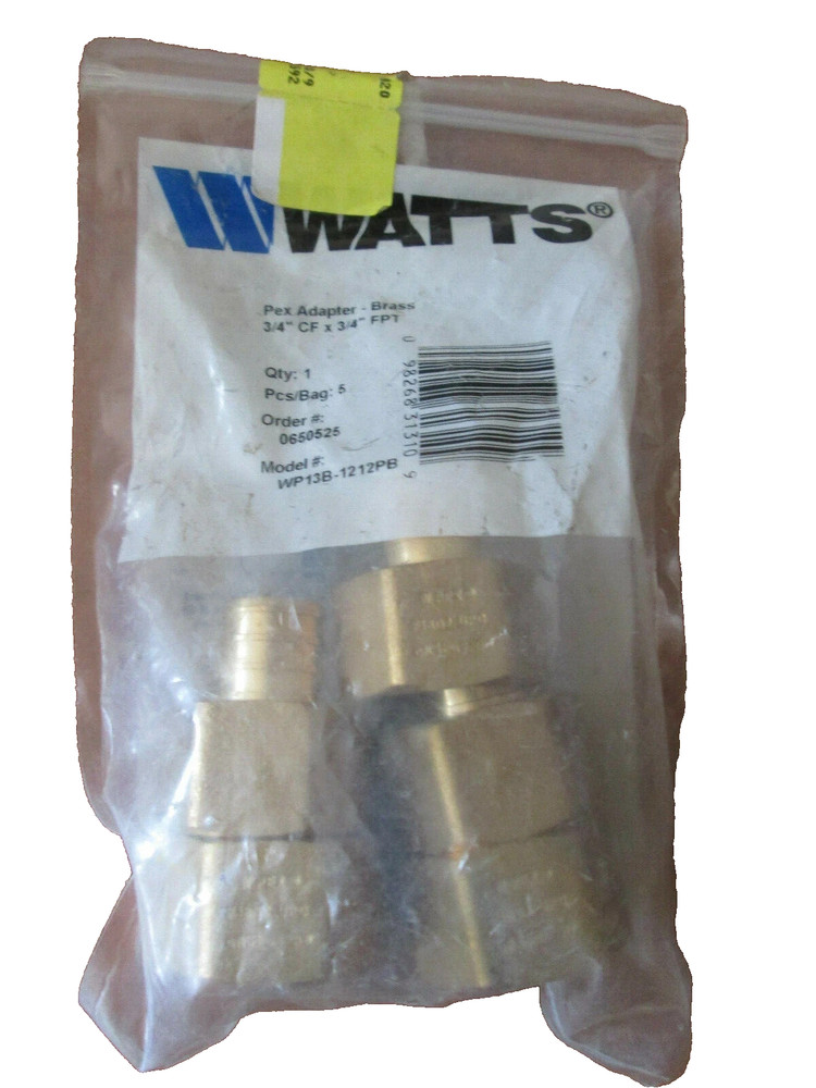 WATTS BRASS PEX ADAPTER 3/4" 5 COUNT PACKAGE