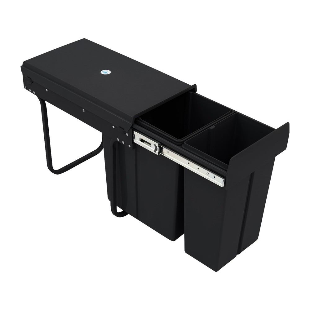 Pull Out Under Cabinet Double Trash Can 10L + 20L Garbage Can Kitchen Waste Bin