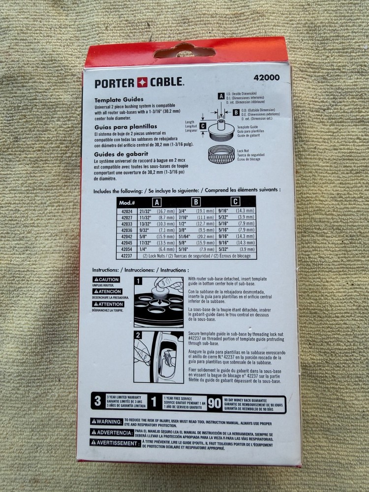 PORTER-CABLE Router Template Guide, 9-Piece (42000)