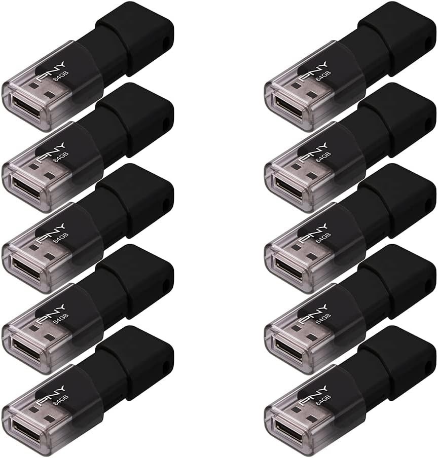10-Pack Attaché 3 USB 2.0 Flash Drive 64GB - Lightweight