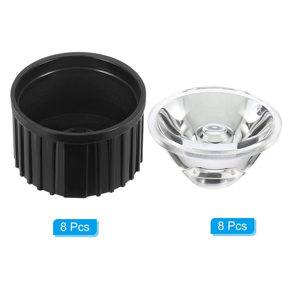 20mm LED Lens 5 Degree with Plastic Support, 8 Set, White/Transparent