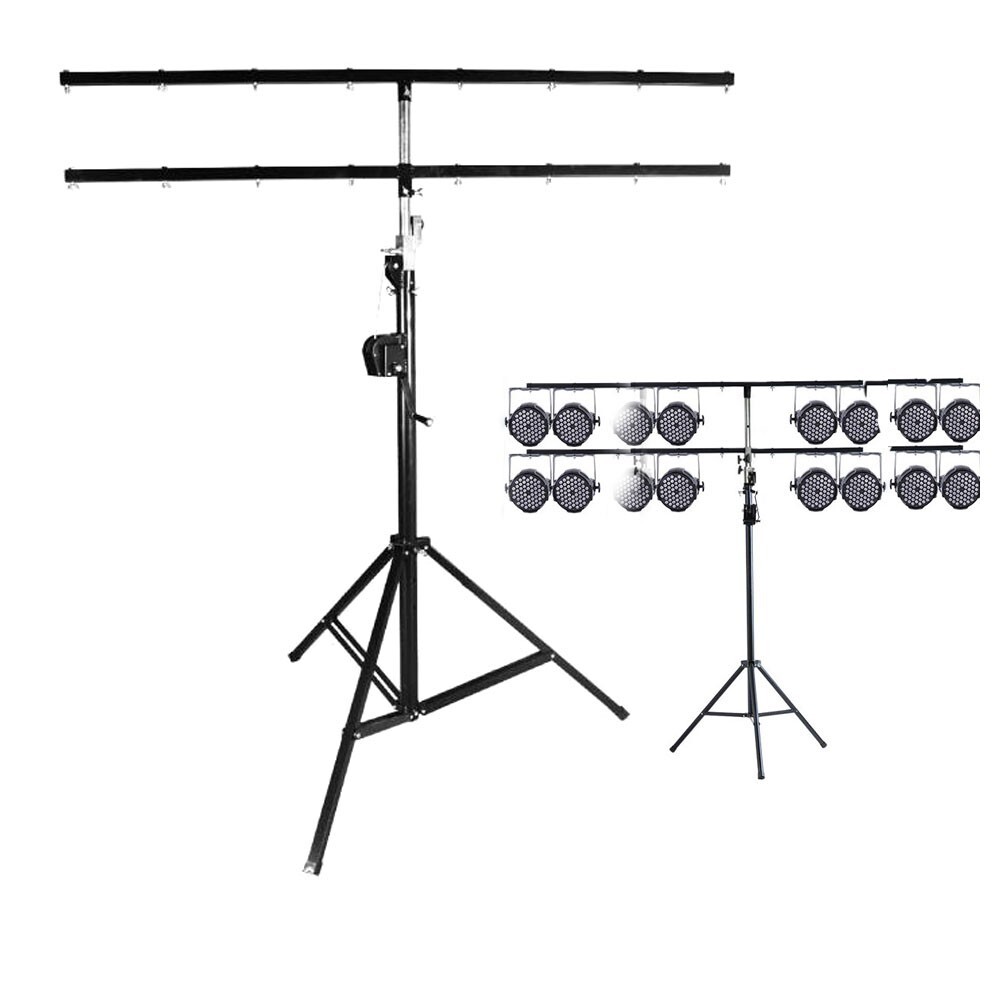 16 Lights Double Deck Stage Bracket Hand-cranked Stage Par Light Tripod Stand