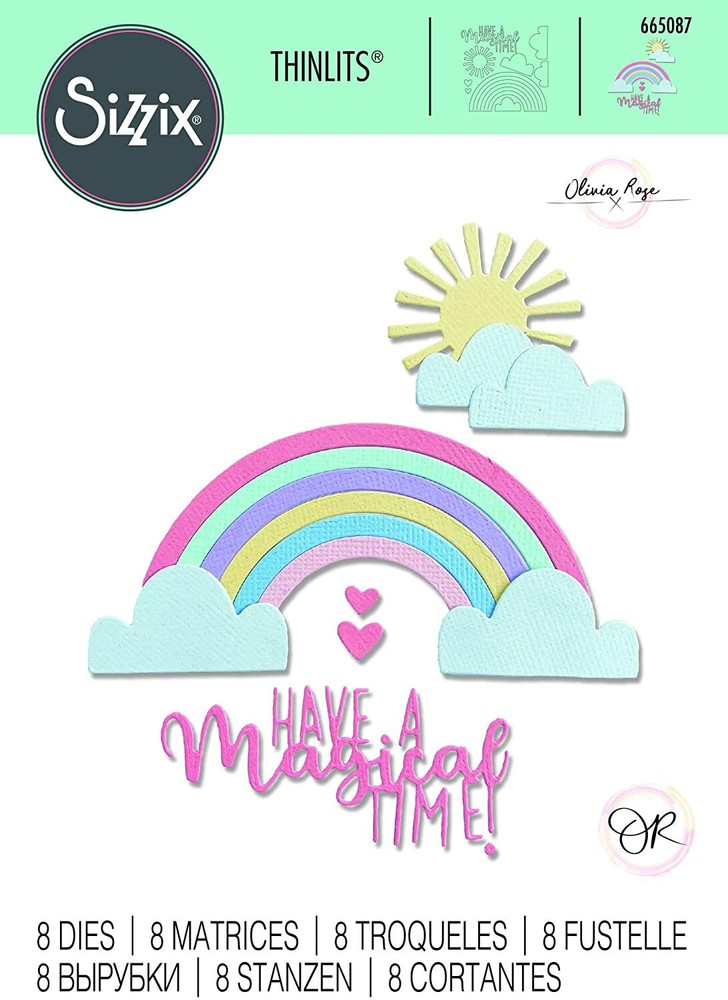 Universal Metal Die Cut Tool Sizzix Thinlits Rainbow Magic 665087 Cut Emboss